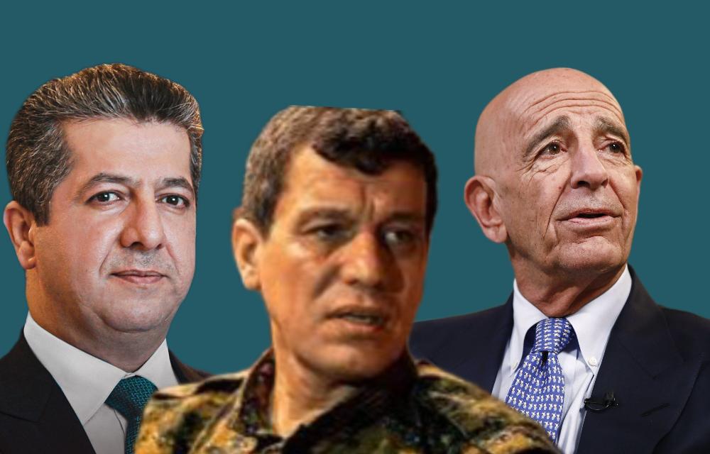 تۆماس باراك، نێردەی تایبەتی ئەمەریکا لەگەڵ مەسرور بارزانی ومەزڵوم عەبدی، فەرماندەی گشتیهێزەكانی سوریاری دیموكرات كۆببێتنەوە