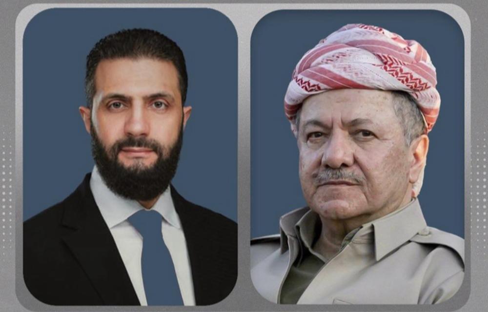  بارزانی و سەرۆکی سوریا لە پەیوەندییەکی تەلەفۆنیدا پرسی ڕێککەوتنی هەسەدە و دیمەشق تاوتوێ دەکەن 